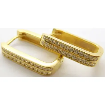 Náušnice Klenoty Budín Dámské zlaté náušnice se zirkony hranaté oválky 585/2,25gr GLEYB-02523 (Klenoty Budín Dámské zlaté náušnice se zirkony hranaté oválky 585/2,25gr GLEYB-02523)