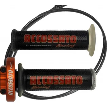 ACCOSSATO Italy Plynová rukojeť (rychloplyn) Accossato RACING s gripy GR002 Barva: stříbrná, Bowdeny: ne
