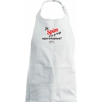 Kuchyňská zástěra Já spím - tvoje superschopnost? šikmý nápis - Dámská zástěra na vaření - Univerzální velikost ( Bílá )