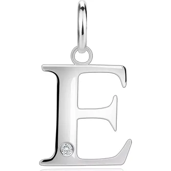 Přívěsek Diamantový přívěsek ze stříbra 925 - velké písmeno E, kulatý briliant