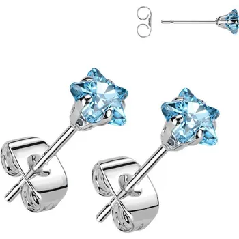 Náušnice Ocelové náušnice tyrkysové hvězdičky (4 mm)