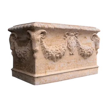 Truhlík ZahradniDekorace Velký zámecký květináč s reliéfem, délka 68 cm, šířka 42 cm, 120 kg