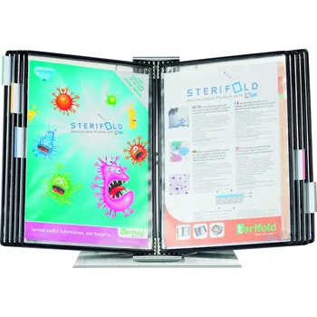 tarifold Sterifold - pultový nerezový stojan, antibakteriální, 10 kapes A4, otevřené shora, černé