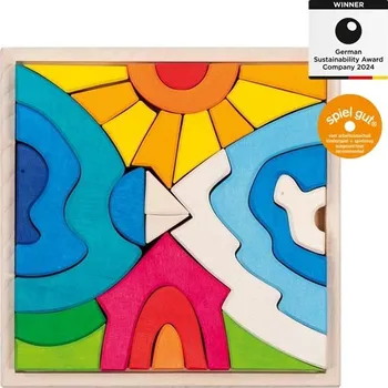 Dřevěná hračka GOKI Skládačka Krajina a malý lední medvěd