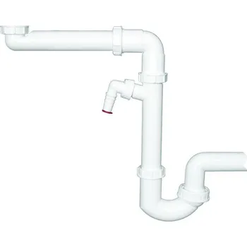 Sifon HL sifon dřezový 6/4x40 nábytkový s odbočkou bílý (prostorově úsporný nábytkový)