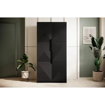 Šatní skříň Šatní skříň Asha, černý mat / černé úchyty