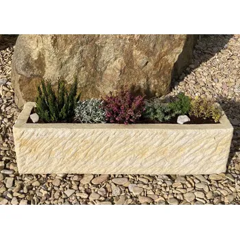 Truhlík ZahradniDekorace AKCE 3ks Kamenný truhlík z pískovce - truhlík, délka 71 cm, šířka 20 cm, výška 19 cm