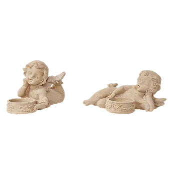 Zahradní dekorace ZahradniDekorace zahradní sochy - Andílek na svíčku na boku, výška 7 cm, 0,4 kg