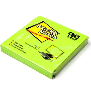 Samolepící bloček Samolepící bloček Auro 75x75mm, neon zelený, 100 lístků