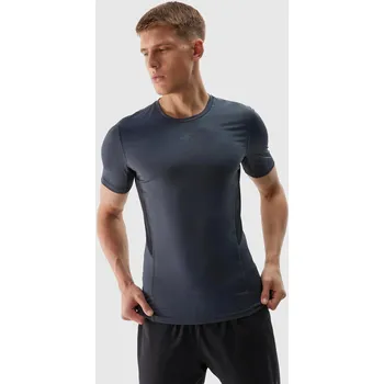 Pánská móda Pánské sportovní tričko slim z recyklovaných materiálů 4F - grafitové 4F modrá 2802155