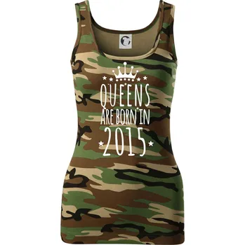 Queens are born in 2015 - Dámské Maskáčové tílko - 2XL ( Hnědý maskáč )