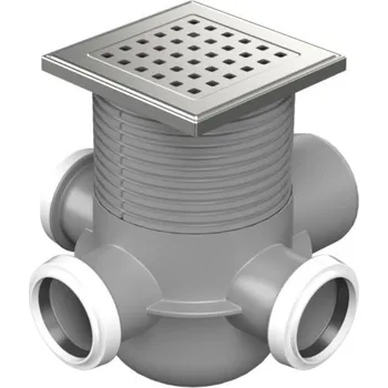 Odvodňovací žlab Podlahová vpusť boční D50/75 MULTI, nerez rámeček, mřížka GATE