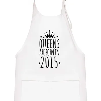 Kuchyňská zástěra Queens are born in 2015 - Dětská zástěra na vaření - Univerzální velikost ( Bílá )