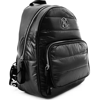 Městský batoh Černý prošívaný dámský zipový batoh Agnesie