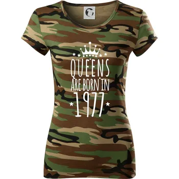 Queens are born in 1978 - Dámské maskáčové triko - XS ( Hnědý maskáč )