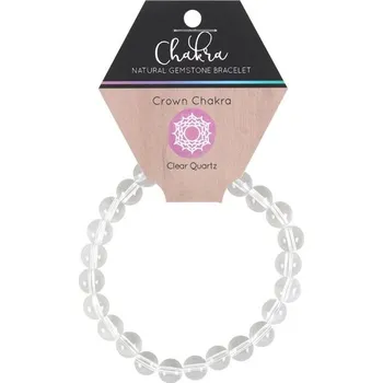 Drahý kámen Mindful Frog Čakrový náramek s drahými kameny 7. Korunní Čakra Čistý křišťál (korály)