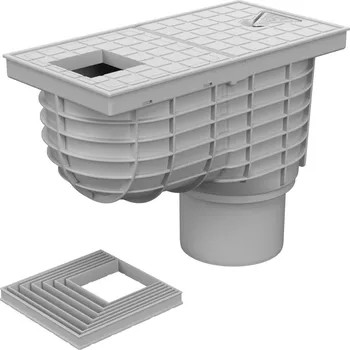 okap Lapač střešních splavenin spodní D110 šedý, hranaté víko