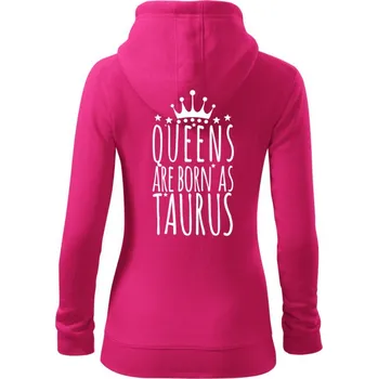 Dámská mikina Queens are born as Taurus - Býk - Dámská mikina trendy zipper s kapucí - S ( Purpurová )