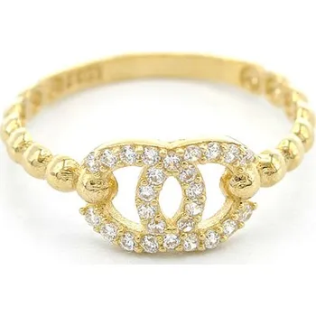 Prsten Zlatý prsten propletené kroužky se zirkony 1,15g