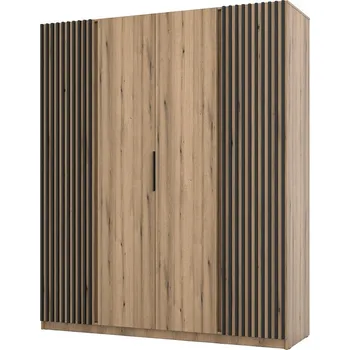 Šatní skříň Šatní skříň KAJA 2LAM 2F | 200 cm | bez zrcadla | VYSOKÁ | evoke + černé lamely