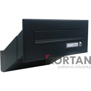 Poštovní schránka 1x poštovní schránka D-041 šikmá k zazdění do sloupku + čelní deska se zvonkem ČD-2 RAL 9005 - černá