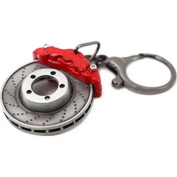 Kovová klíčenka s kotoučovou brzdou - stříbrná/červená