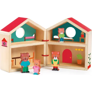 Dřevěná hračka Mini domeček se zvířátky