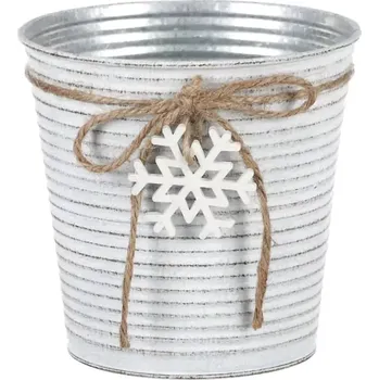 Obal na květináč Obal kovový s dřevěnou vločkou AB2166-M - SLEVA 3% s kodem radost25