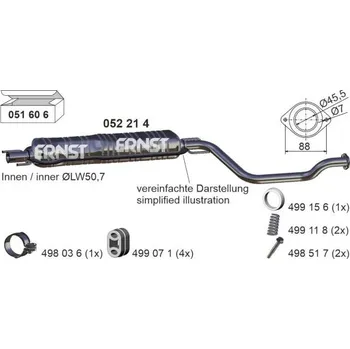 Výfukový systém Stredni tlumic vyfuku ERNST 052214