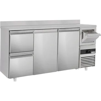 Lednice G.Gastro Barová lednička na nápoje 2,13 m - se 2 dveřmi, 2 šuplíky 1/2, obkladovým panelem & odklepávačem na kávu