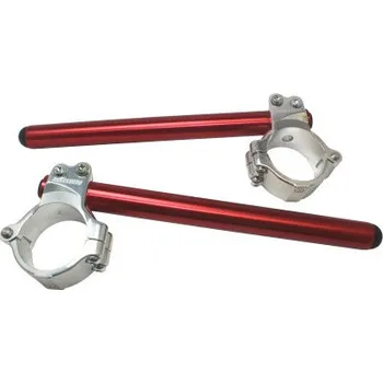 Aluminium-forged clip-ons ACCOSSATO with metal clamp composed of 2 half-rings 10 degrees inclination, red CP004S-10-R-280
