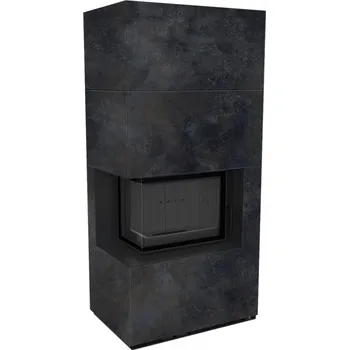 Krbová vložka KRATKI FLOKI BOX 8 kW OSSIDO NERO - modulový krb levý