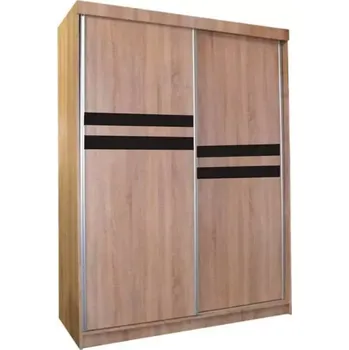 Šatní skříň Skříň Astra 2D sonoma-černé sklo - doprava zdarma - SLEVA 3% s kodem radost25