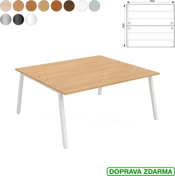 Psací stůl USD A 1800 Hobis UNI - Stůl pracovní zdvojený 180 x 160