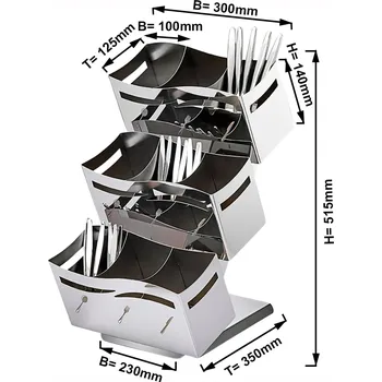 Příborník do zásuvky G.Gastro SILVER LINE Cutlery Holder – 9 Compartments (3x3) - High-Gloss Chrome - 230×350×515 mm