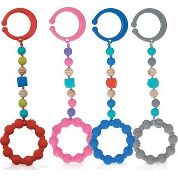 Výuková hračka NUBY Kousátko silikonová s klipem modrá 3m+