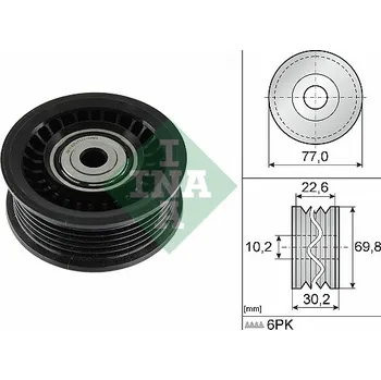 Rozvod motoru Vratná/vodicí kladka, klínový žebrový řemen INA 532 1075 10