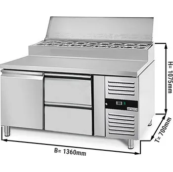 Pizza kámen G.Gastro Přípravný stůl PREMIUM - 1,36 x 0,7 m - s 1 dveřmi & šuplíky 1/2