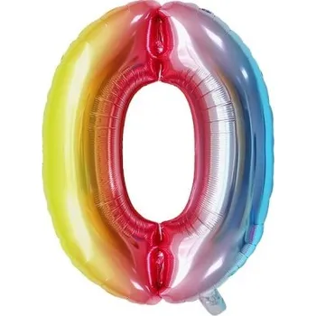 Balónek Fóliový balónek 80 cm - číslice 0 - duhový - 24227