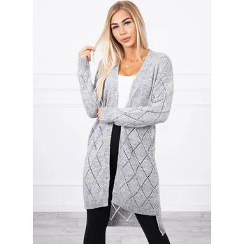 Dámský svetr Dlouhý pletený kardigan šedý 2020-4, VELIKOST UNI ( S, M , L )