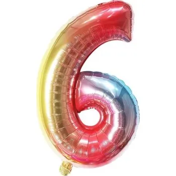 Balónek Fóliový balónek 80 cm - číslice 6 - duhový - 24227