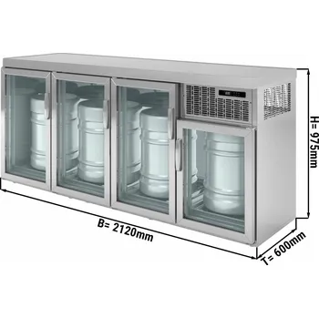 Vinotéka G.Gastro Chladicí box na sudy - 2,1 x 0,6 m - se 4 skleněnými dveřmi