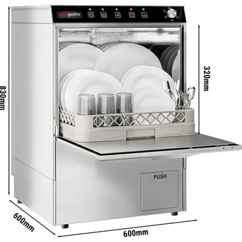 Myčka nádobí G.Gastro Myčka nádobí - manuální - 3,55 kW - s čerpadlem mycího prostředku, oplachovým čerpadlem a vypouštěcím čerpadlem