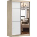 Šatní skříň RETICULA 05 se zrcadlem, dub sonoma/bílá +možnost VÝNOSU + vyzvednutí ZDARMA