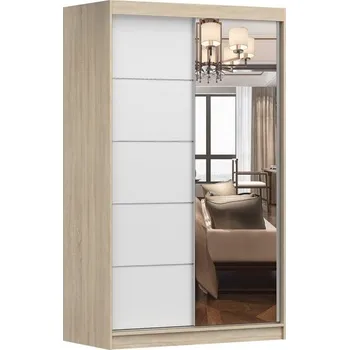 Šatní skříň Šatní skříň RETICULA 05 se zrcadlem, dub sonoma/bílá +možnost VÝNOSU + vyzvednutí ZDARMA