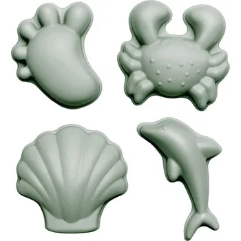 Hračka pro nejmenší Scrunch silikonové bábovky, sada 4 ks, Sage Green