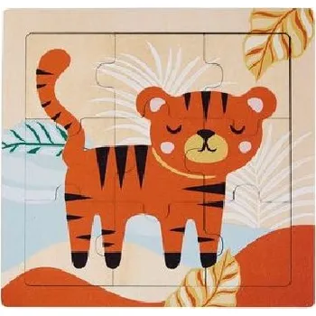 Dřevěná hračka Ostaria Dětské dřevěné puzzle 9 dílků 4 vzory Vzor: Tygr