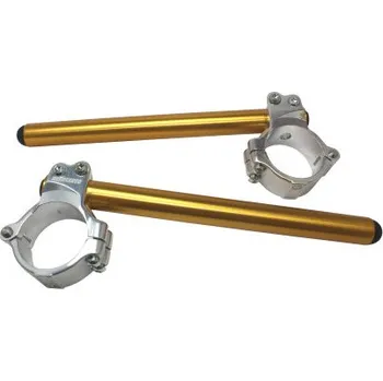 Aluminium-forged clip-ons ACCOSSATO with metal clamp composed of 2 half-rings 10 degrees inclination, gold CP003S-53-Y-250