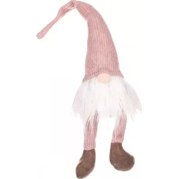 Vánoční dekorace Vánoční skřítek se svítícím nosem - růžový, visící nohy ANE9516 - SLEVA 3% s kodem radost25
