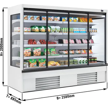 Vinotéka G.Gastro Přístěnný chladicí regál bílý - 2,58 x 0,88 m - se 4 policemi